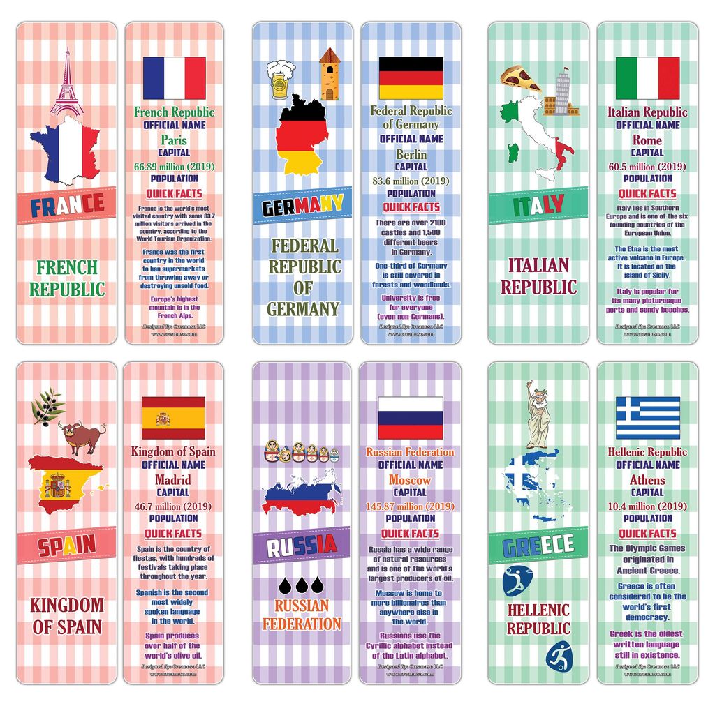 CNSBM2091_main_European Countries Facts Bookmarks