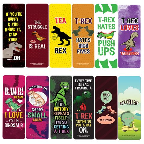 CNSBM5088_main_Funny T-Rex Bookmarks_12n1