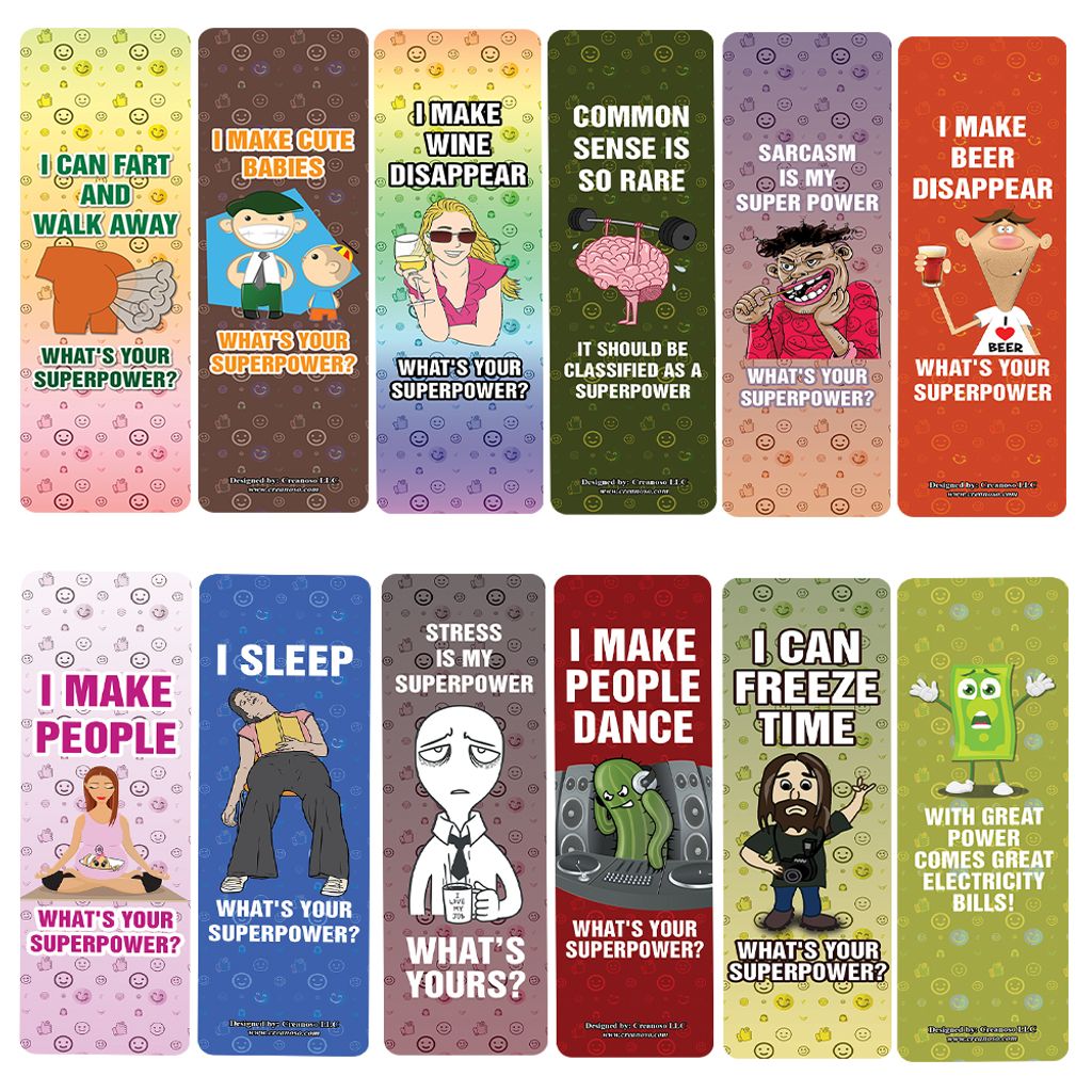 CNSBM5105_main_Funny Whats your Super Power Bookmarks_12n1