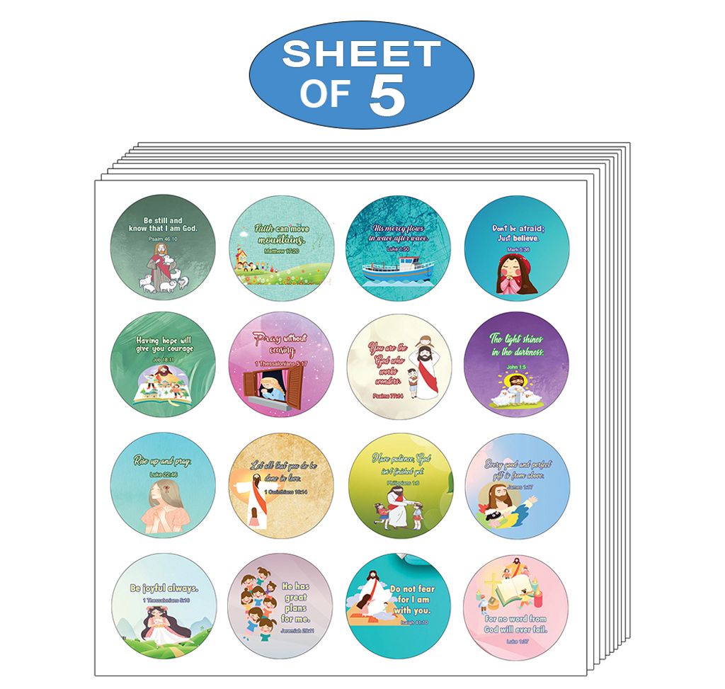 NEST1053_MAIN_5P_Religious Stickers for Kids (16 Round Shape)