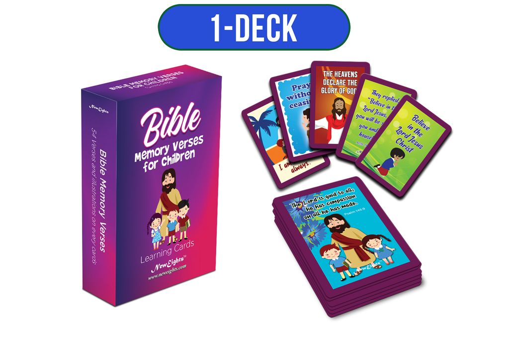 NEPC3001 - 54 Bible Memory Verses (NIV) for Children Cards - 1-Deck_white