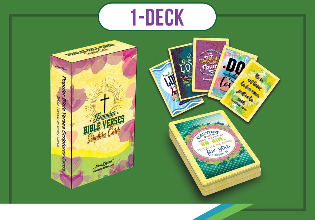 NEGC4002 - Popular Bible Verses Scriptures Cards (54-Pack) - 1 Deck