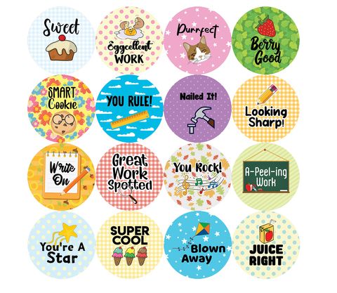 CNSST4086_main_Children Class Award Stickers - Food Puns