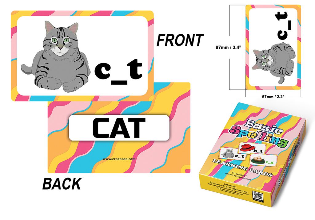 CNSBC1201 - Basic Spelling Learning Cards- Size