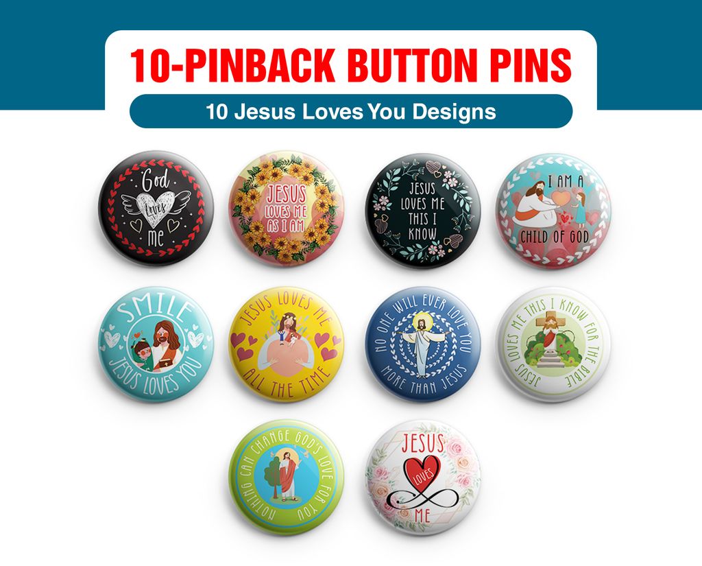 NEPB5030_main_10P_Jesus Loves You - Pinback Button Pins_10Packs