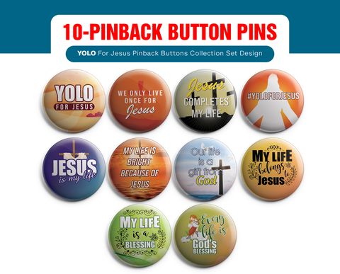 NEPB1201 - SET- YOLO For Jesus Pinback Buttons