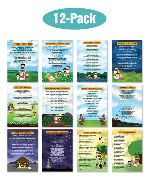 NEPT4004_main_12P_Popular Bible Songs Series 1 Educational Learning Posters_12Packs