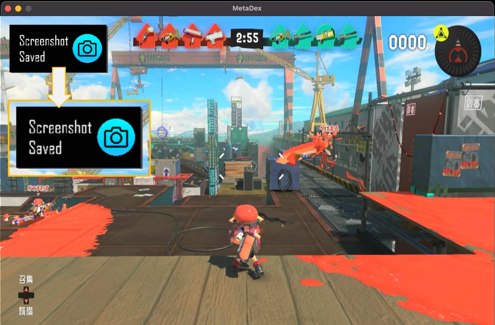 take a screenshot of 《斯普拉遁3/splatoon 3》 in MetaDex when Switch connect to laptop with streaming cable t1 to play 《斯普拉遁3/splatoon 3》