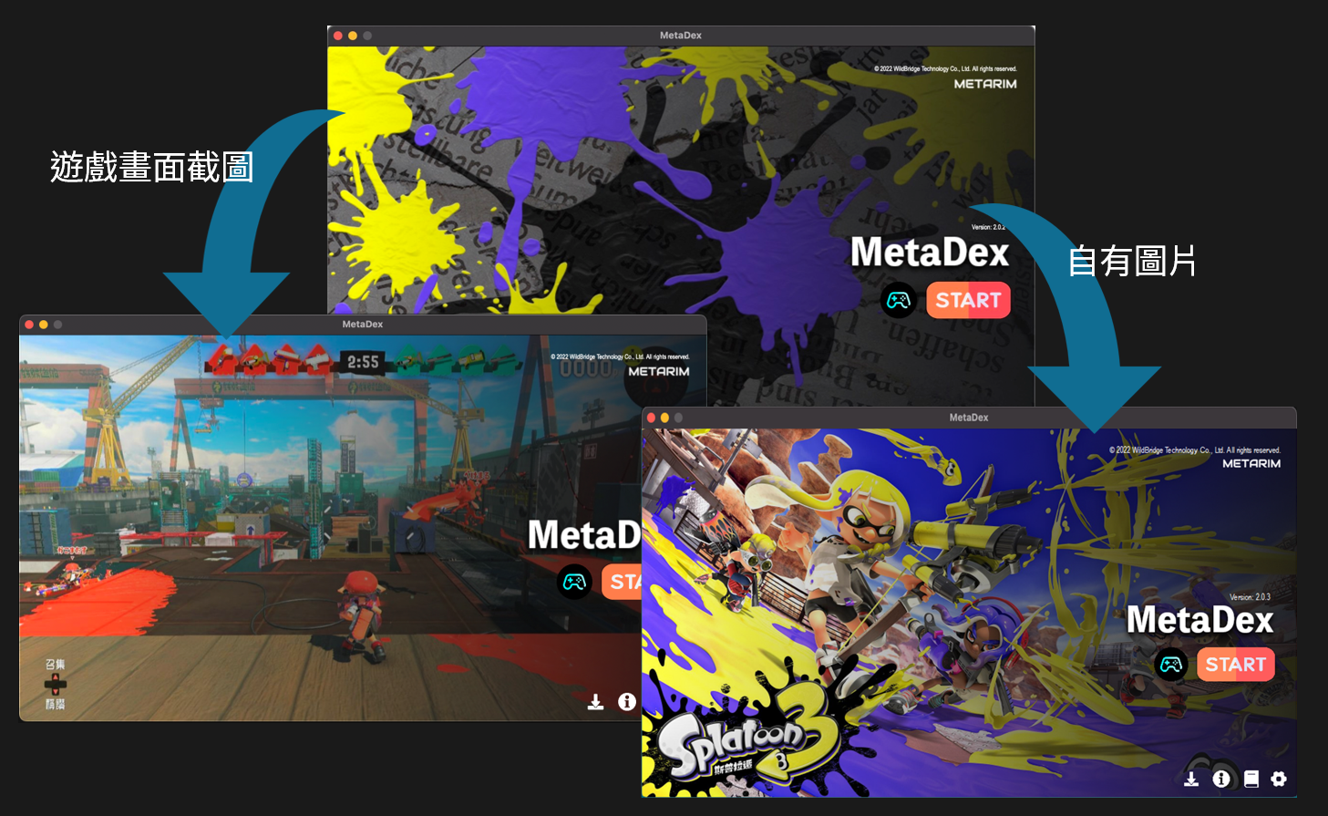 change cover of MetaDex to image of 《斯普拉遁3/splatoon 3》 when Switch connect to laptop with streaming cable t1 to play 《斯普拉遁3/splatoon 3》