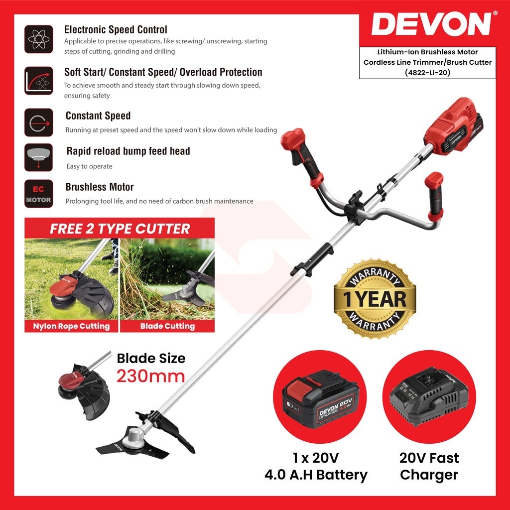 Devon 4822-li-20 20v Electric Lithium-ion Brushless Cordless Line 