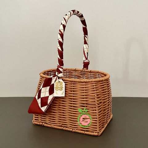 [3] PE Solid Rattan Woven Gift Basket c:w Twilly Ribbon Tied Basket Handle Decoration [2]