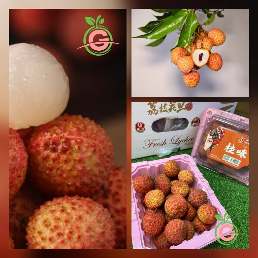 Air-Flown China Fresh Sweet Premium Kwai Mai Lychees 桂味荔枝 (approx. 500gms per punnet)