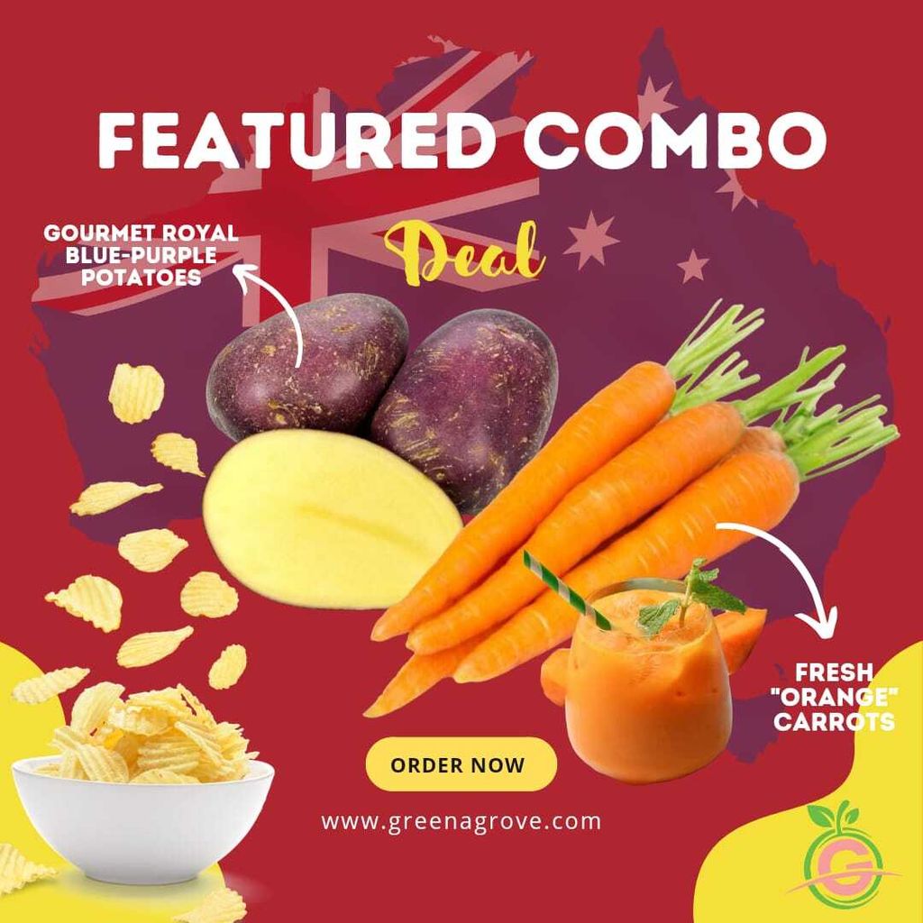 Australia Premium Gourmet Royal Blue-Purple Potatoes + Fresh Orange Carrots Combo Set