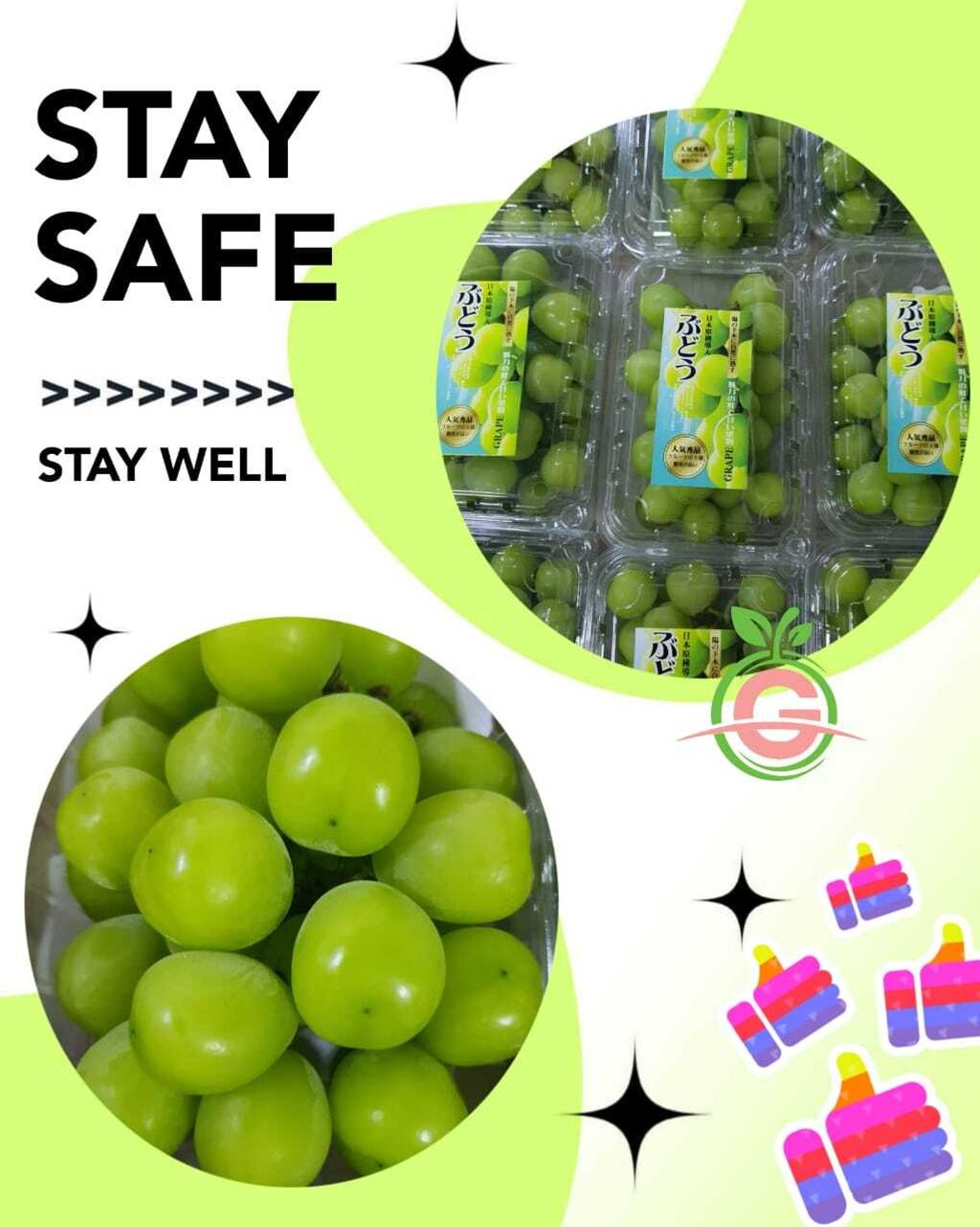 Air-Flown Japan Variety Premium Natural Fresh Shine Muscat Grapes 阳光玫瑰葡萄 (Size XL)