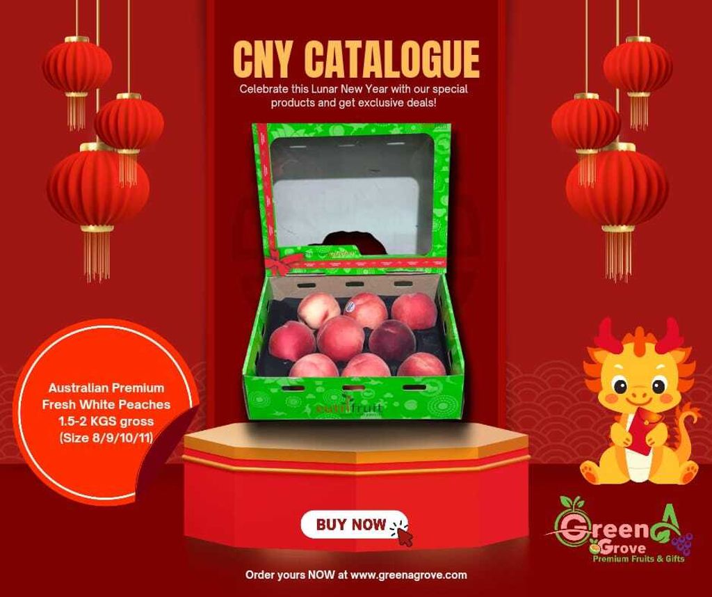 LNY272 Air-Flown Australia Premium Fresh White Peaches 澳大利亚水蜜桃 (approx 1.5-2KG of 8-11 Premium Pieces in a Premium Gift Box)