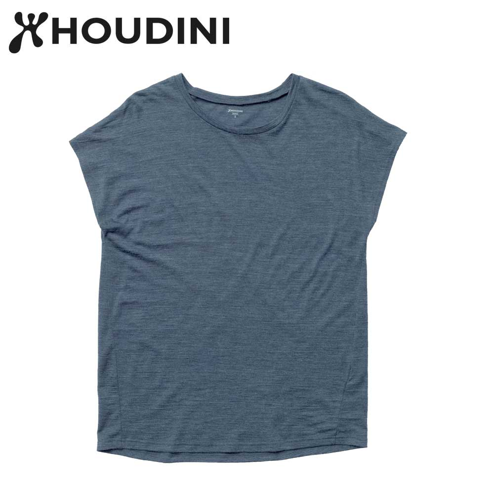 瑞典【Houdini】Ｗ`s Activist Tee 女 羊毛混紡天絲短袖 水桶藍.png