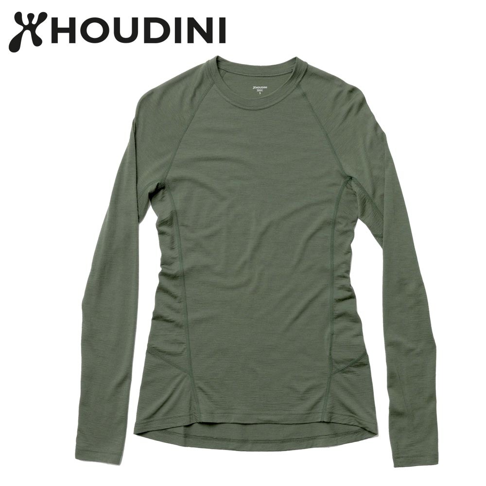 瑞典【Houdini】W`s Desoli 女款美麗諾羊毛保暖圓領內層衣 柳樹綠.jpg