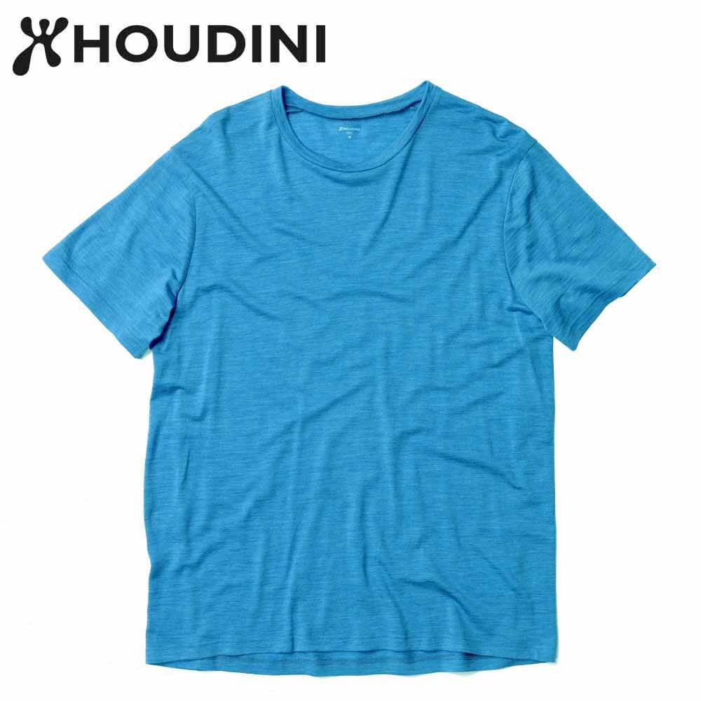 瑞典【Houdini】M`s Activist Tee 男 羊毛混紡天絲短袖 織布藍.jpg