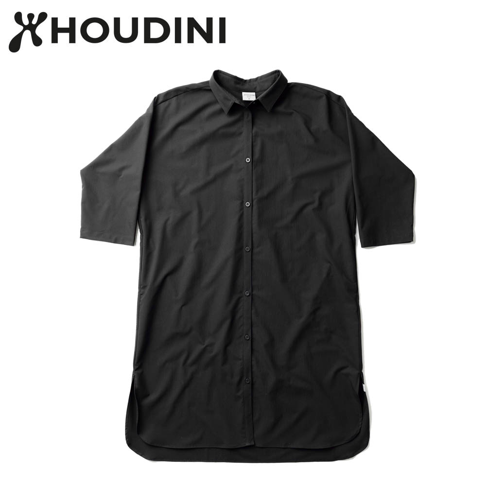 瑞典【Houdini】 W's Route Shirt Dress 女款短款長版上衣 純黑