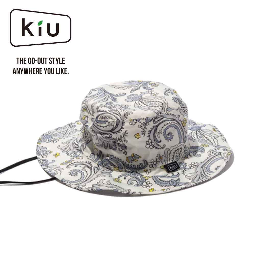 日本【KIU】UV&RAIN PACKABLE SAFARI HAT 抗UV防潑水可收納闊邊帽 佩斯利花紋