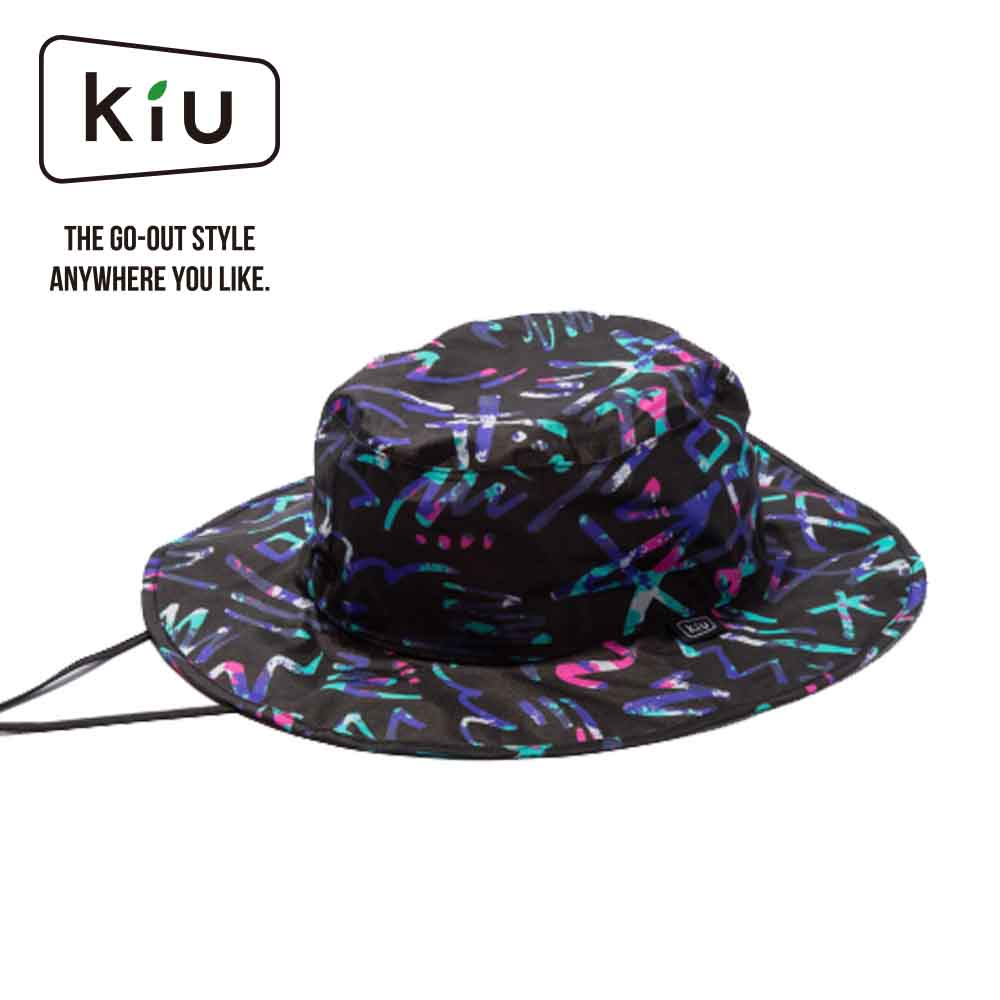 日本【KIU】UV&RAIN PACKABLE SAFARI HAT 抗UV防潑水可收納闊邊帽 80年代塗鴉