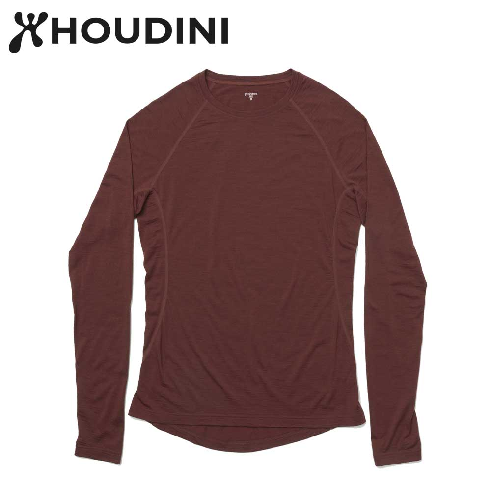 瑞典【Houdini】M`s Desoli Crew男款美麗諾羊毛保暖圓領層衣 土地紅
