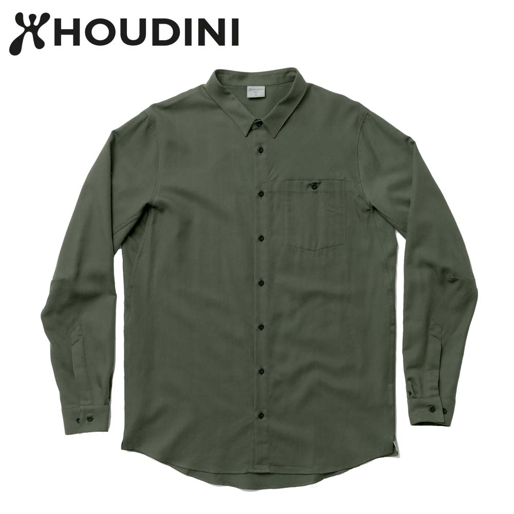 瑞典【Houdini】M's Out And About Shirt 保暖羊毛襯衫 保暖 除臭 控溫 橄欖綠