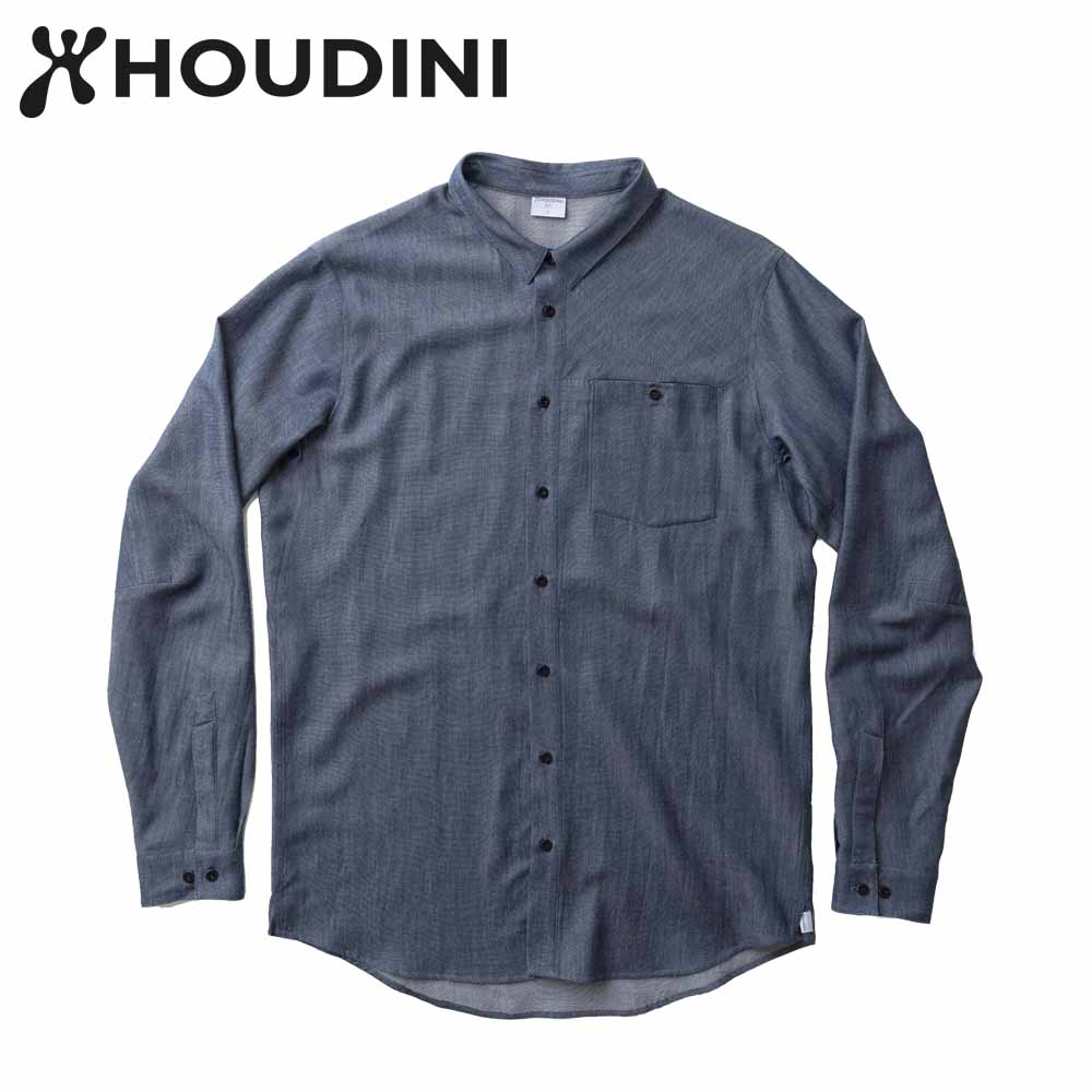 瑞典【Houdini】M's Out And About Shirt 保暖羊毛襯衫 保暖 除臭 控溫 藍色幻想