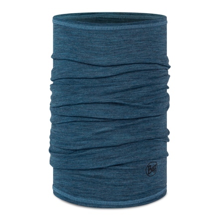 舒適素面-美麗諾羊毛頭巾-深海藍紋