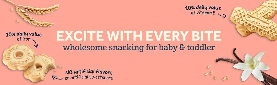 Excite with every bite. Wholesome snacking for baby & toddler.