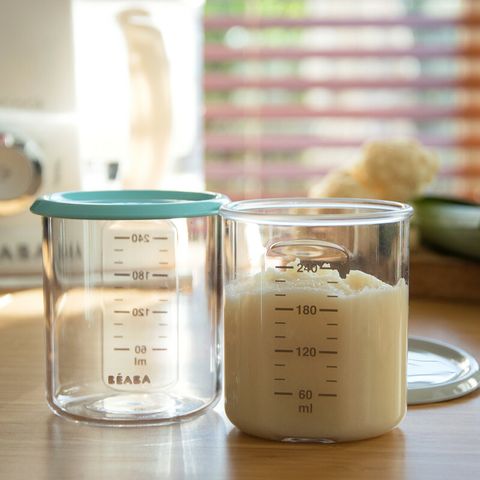 Coffret de 2 pots de conservation en verre BEABA - airy green/ light mist,  Puériculture