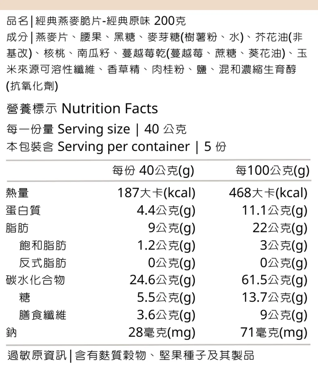 新-經典原味200克
