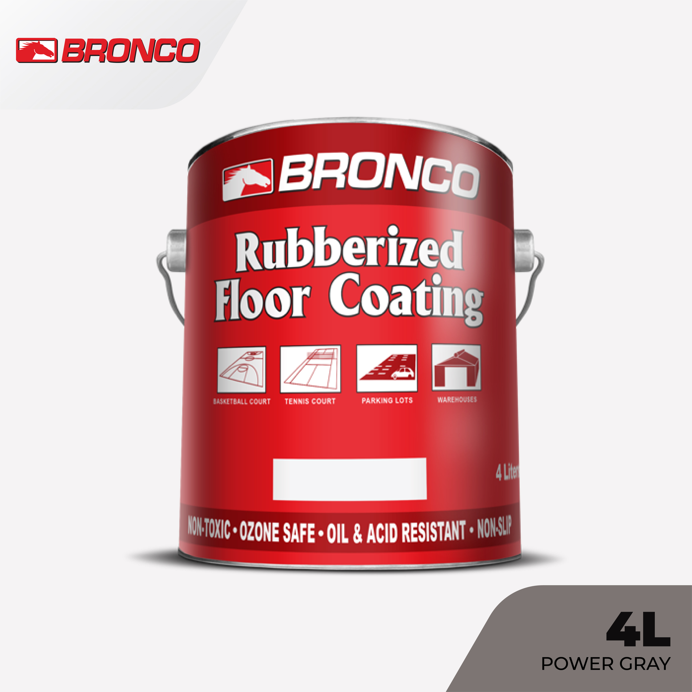 Bronco Rubberized Floor Coating Power Grey - 4L