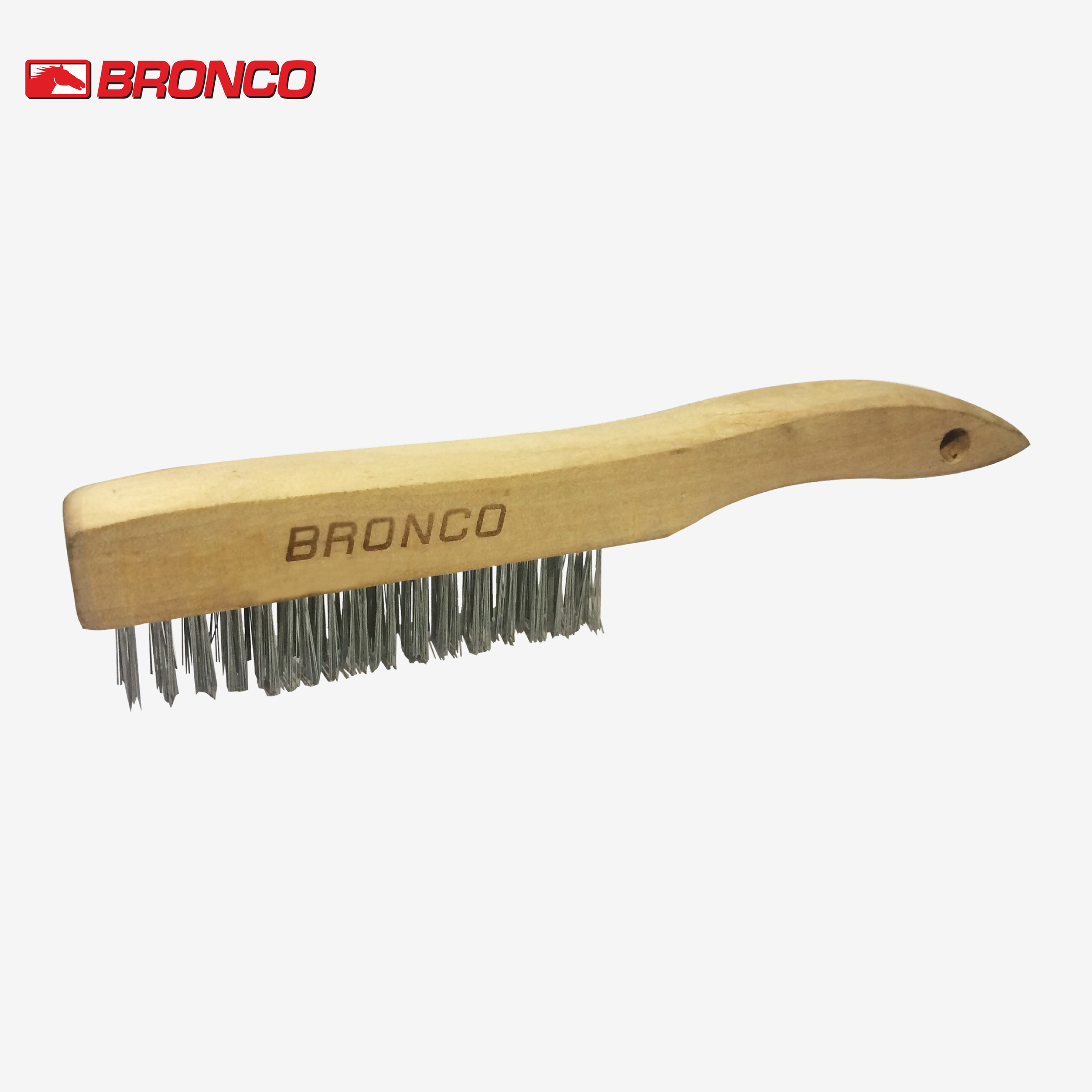 Bronco Steel Brush Wood Handle