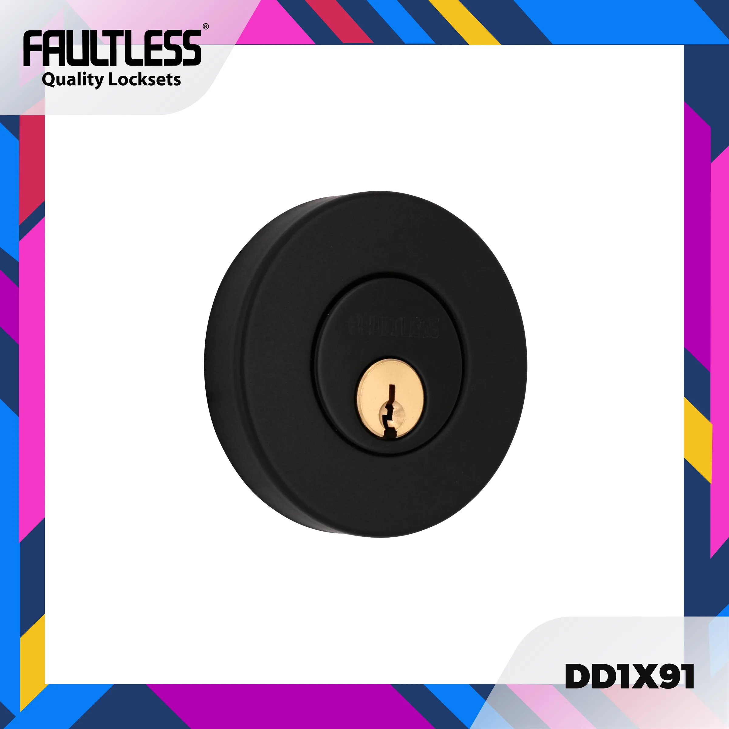 Faultless Single Lock Deadbolt DD1X91_NY Frame-01