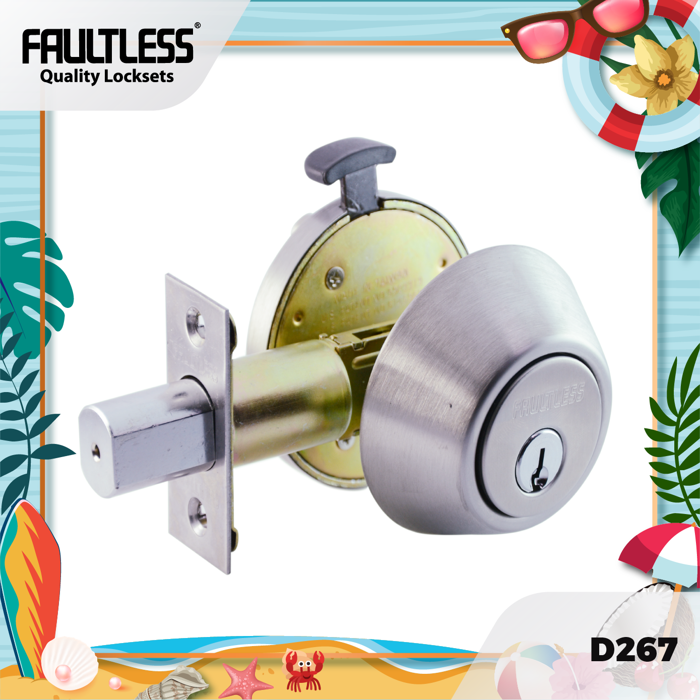 Faultless Deadbolt Single Lock D267_Summer Frame-01