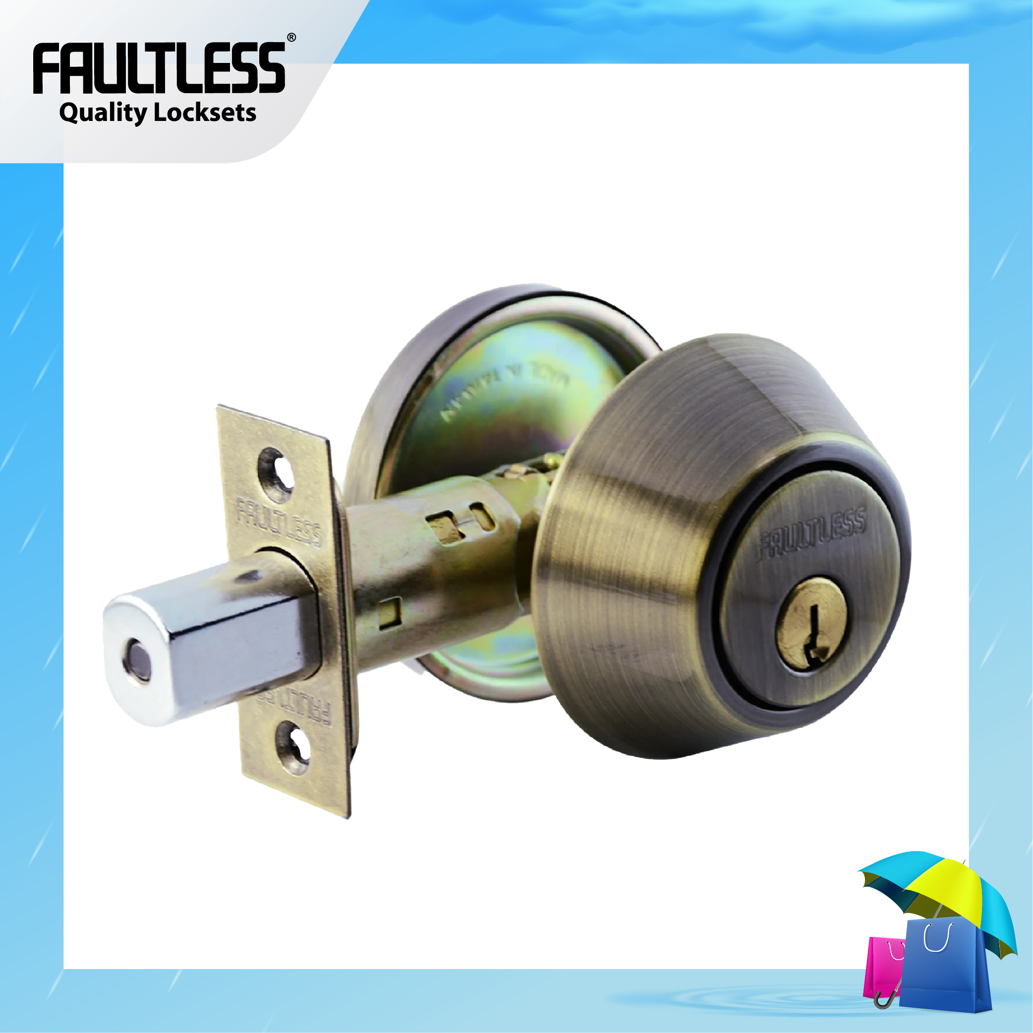 Faultless Deadbolt Single Lock DD81_Rainy Frame-01