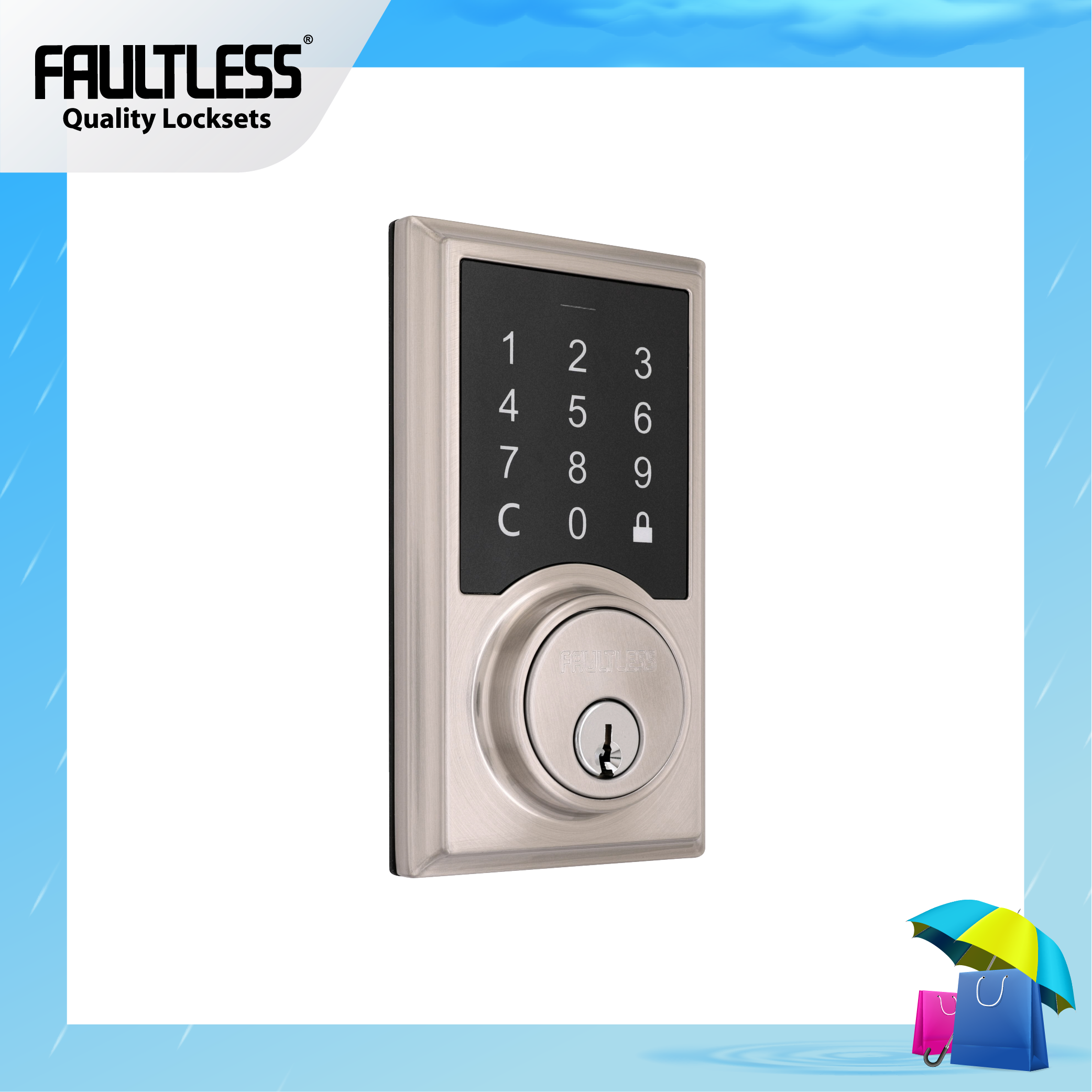Faultless Neo Touch Electronic Deadbolt GC2X2D01AH_Rainy Frame-01