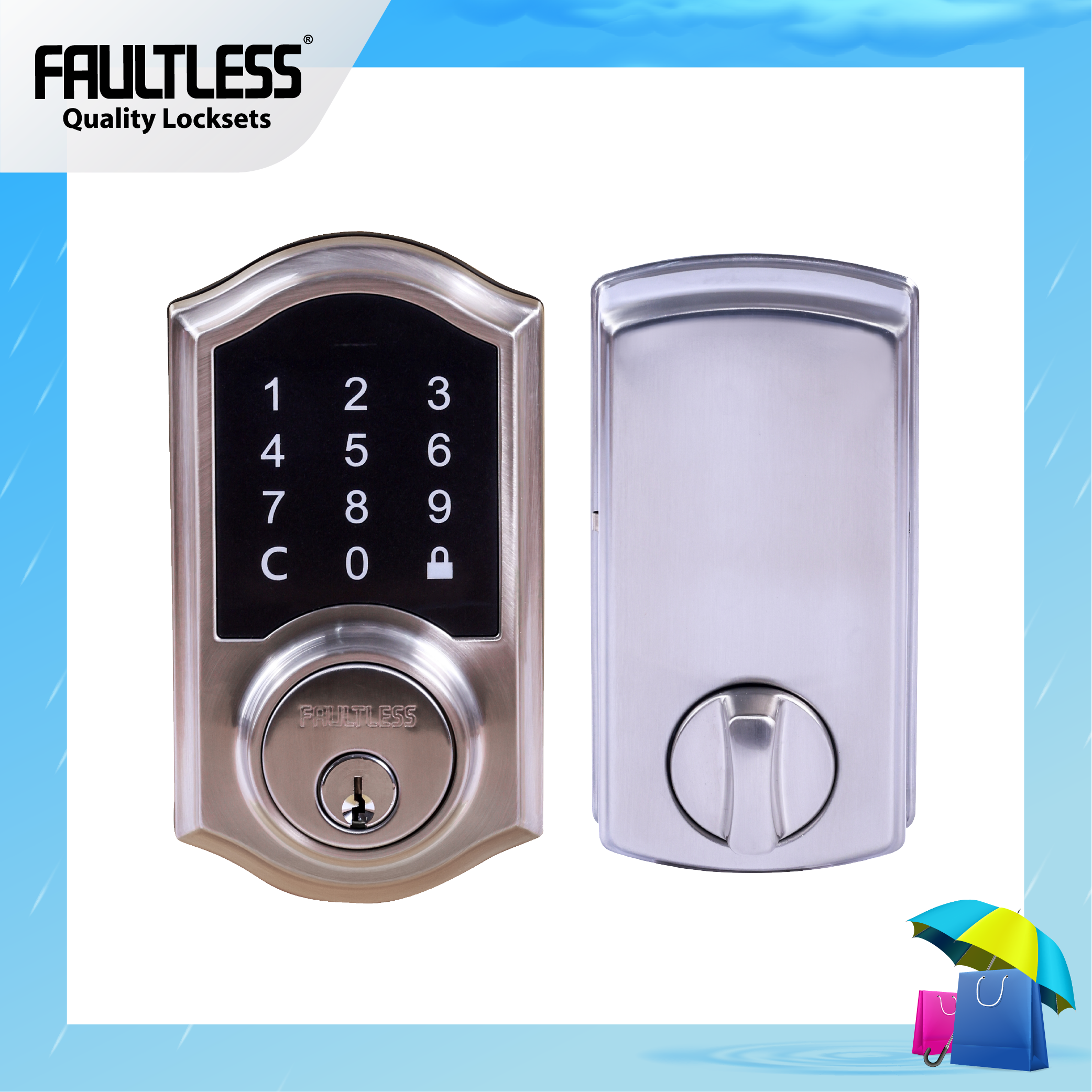 Faultless Neo Touch Electronic Deadbolt GC1X2D01AH_Rainy Frame-01