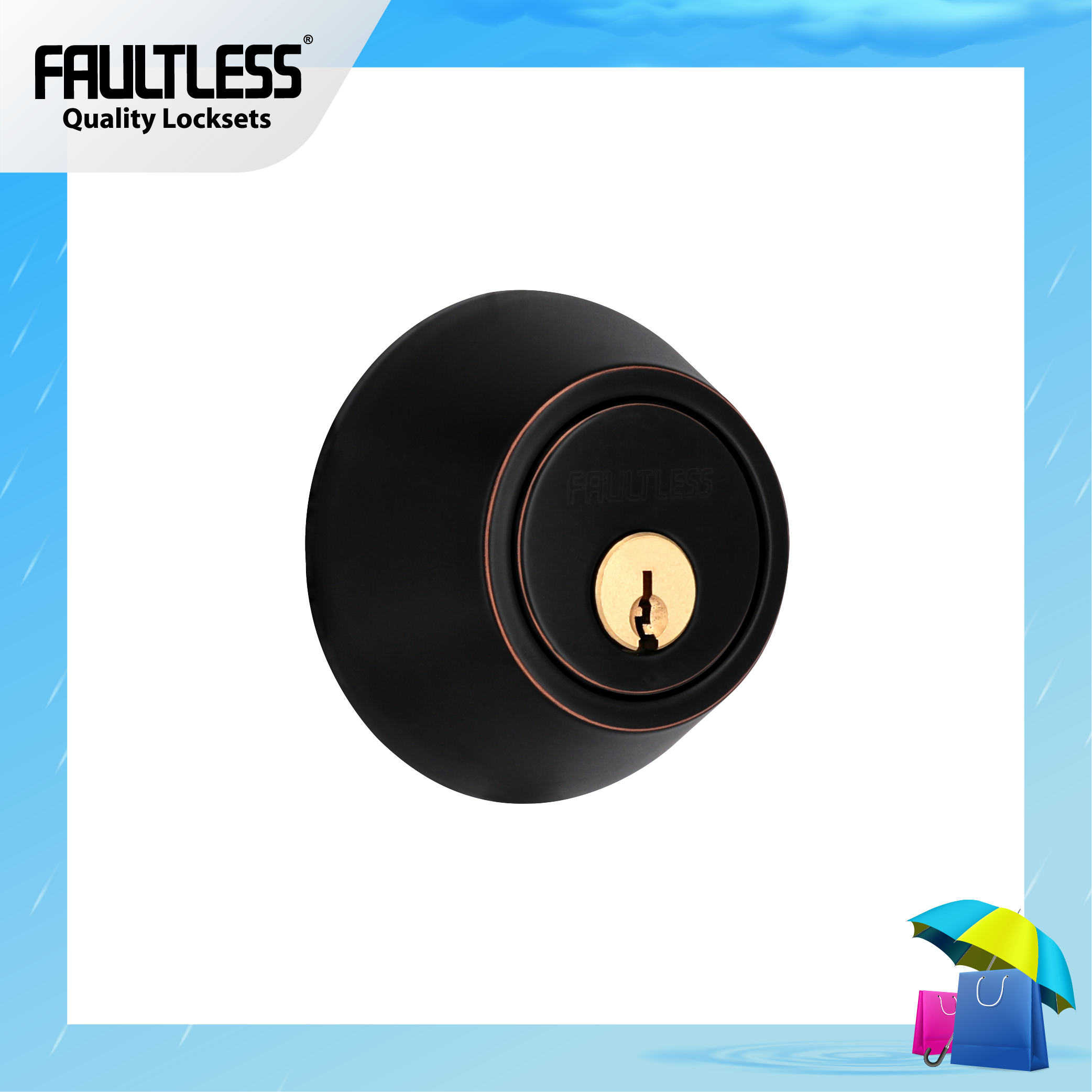 Faultless Single Lock Deadbolt D2X71_Rainy Frame-01