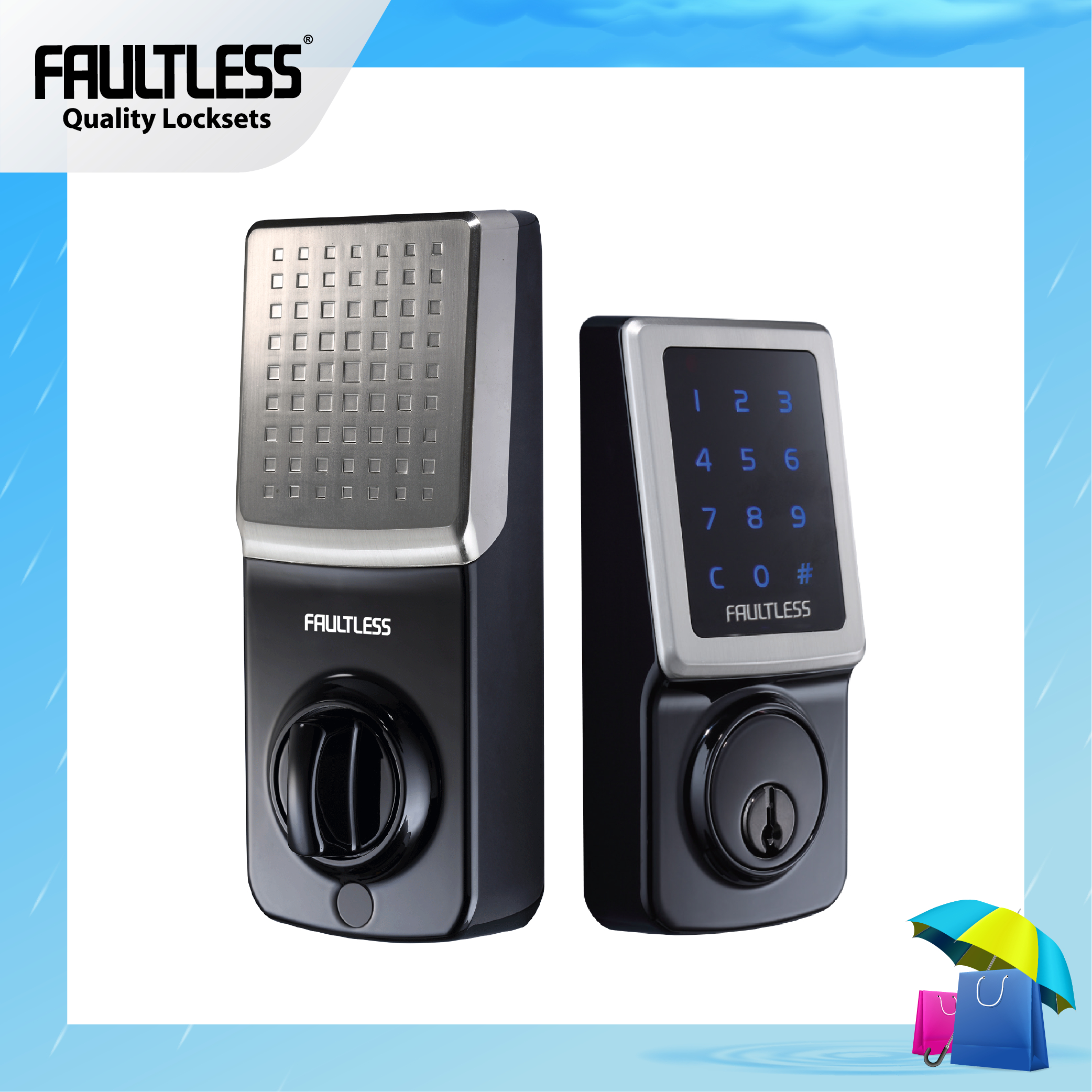 Faultless Electronic Touchpad Deadbolt G5V2D01BB_Rainy Frame-01