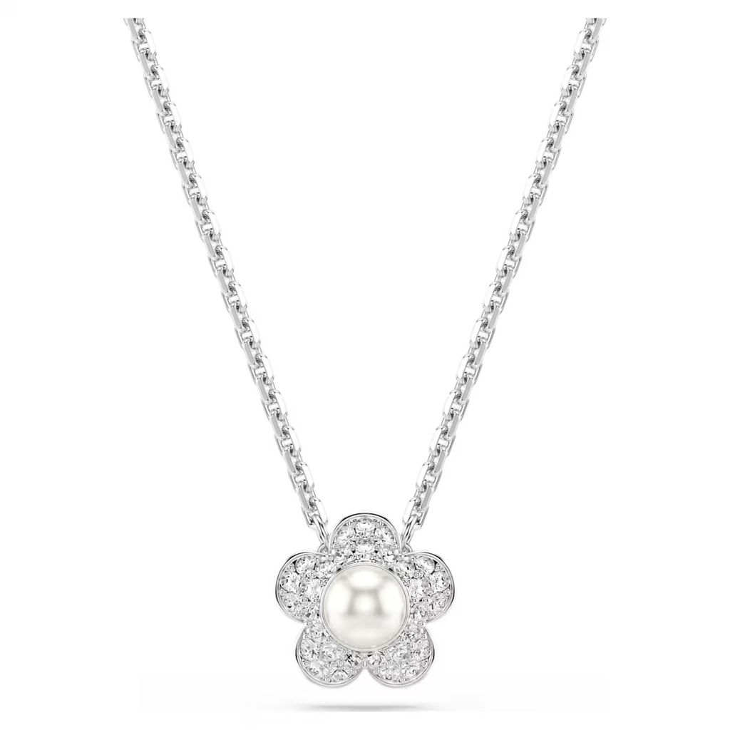 ariana-grande-x-swarovski-鏈墜--水晶珍珠--圓形切割--花朵--白色--鍍白金色-swarovski-5755817