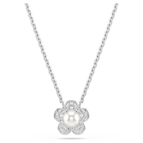 ariana-grande-x-swarovski-鏈墜--水晶珍珠--圓形切割--花朵--白色--鍍白金色-swarovski-5755817