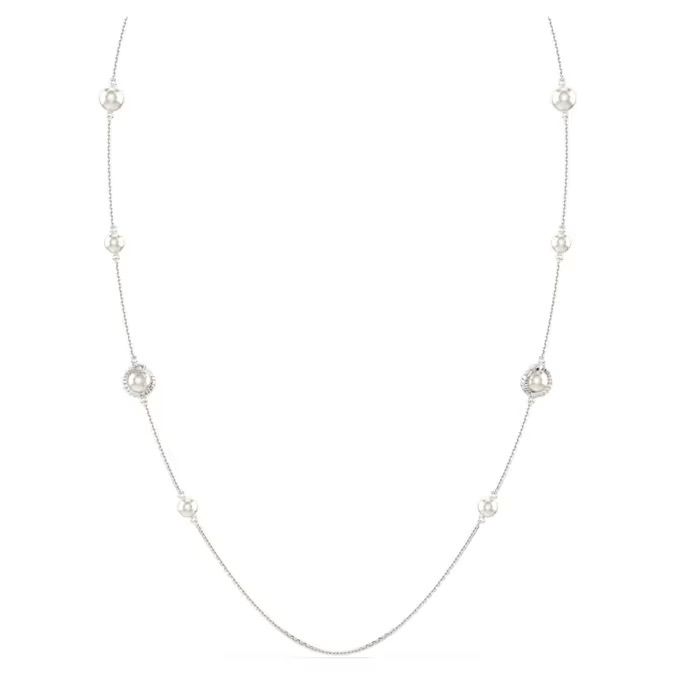 snake-項鏈--水晶珍珠--混合式切割--蛇年--白色--鍍白金色-swarovski-5698893
