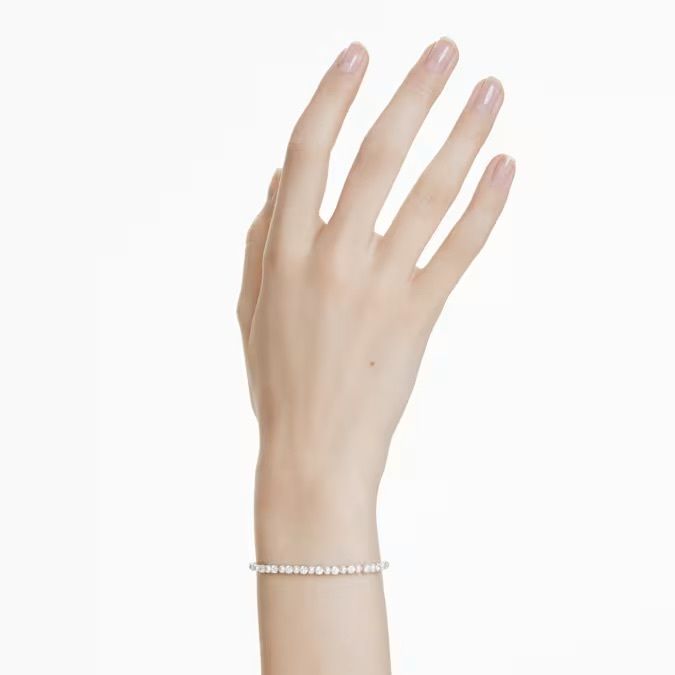 matrix-tennis-手鏈--水晶珍珠--圓形切割--白色--鍍白金色-swarovski-5689633 (1)