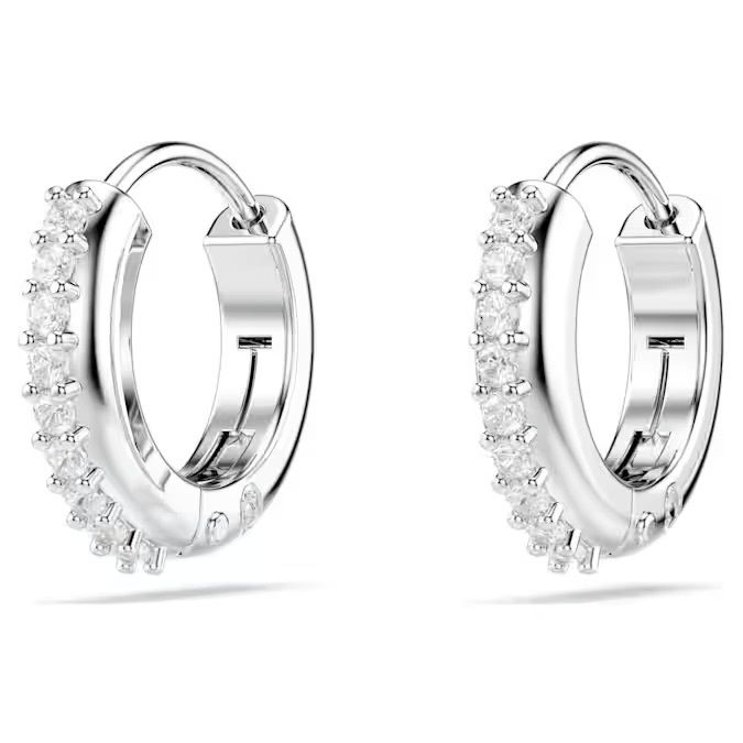 matrix-大圈耳環--圓形切割--白色--鍍白金色-swarovski-5690670