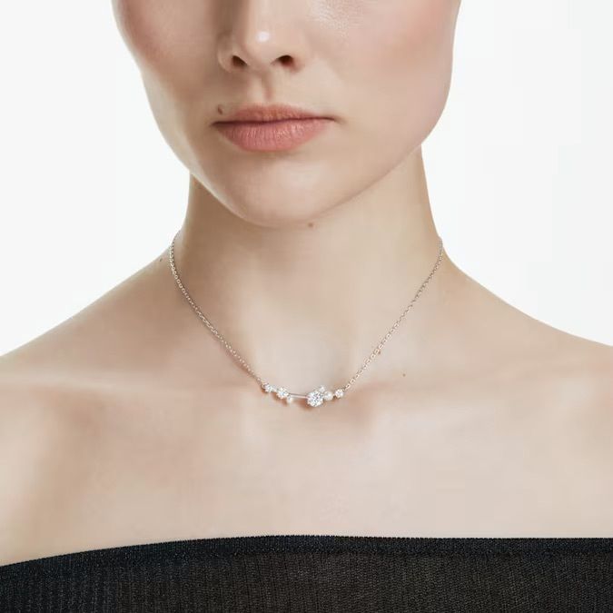 constella-項鏈--水晶珍珠，圓形切割--白色--鍍白金色-swarovski-5705626 (1)