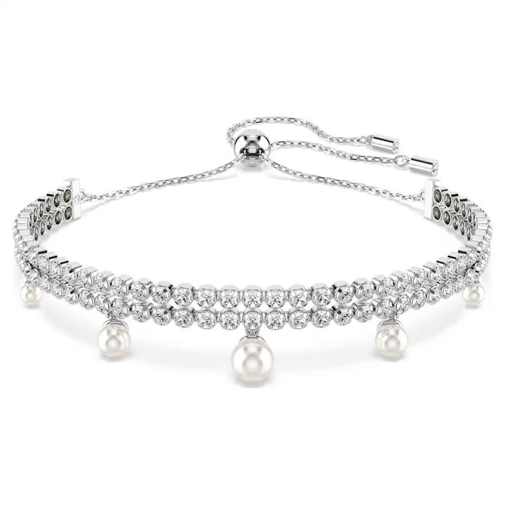 ariana-grande-x-swarovski-手鏈--水晶珍珠--圓形切割--白色--鍍白金色-swarovski-5720870