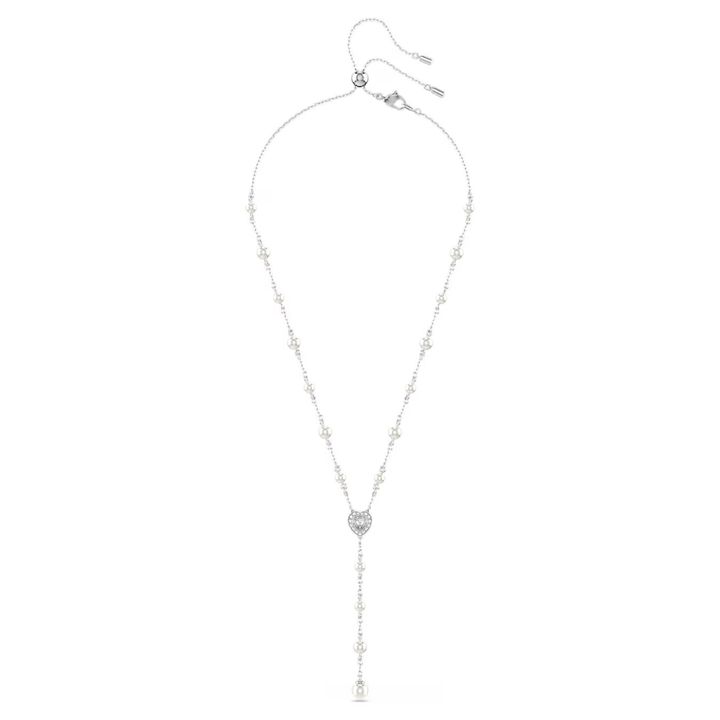 ariana-grande-x-swarovski-y形項鏈--混合式切割，水晶珍珠--心形--白色--鍍白金色-swarovski-5720855 (1)