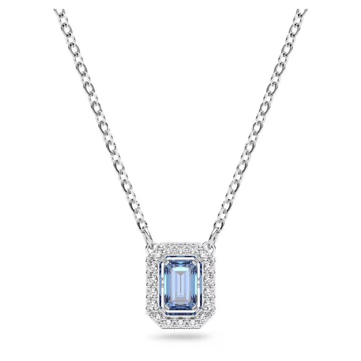 millenia-項鏈--八角形切割--藍色--鍍白金色-swarovski-5614926